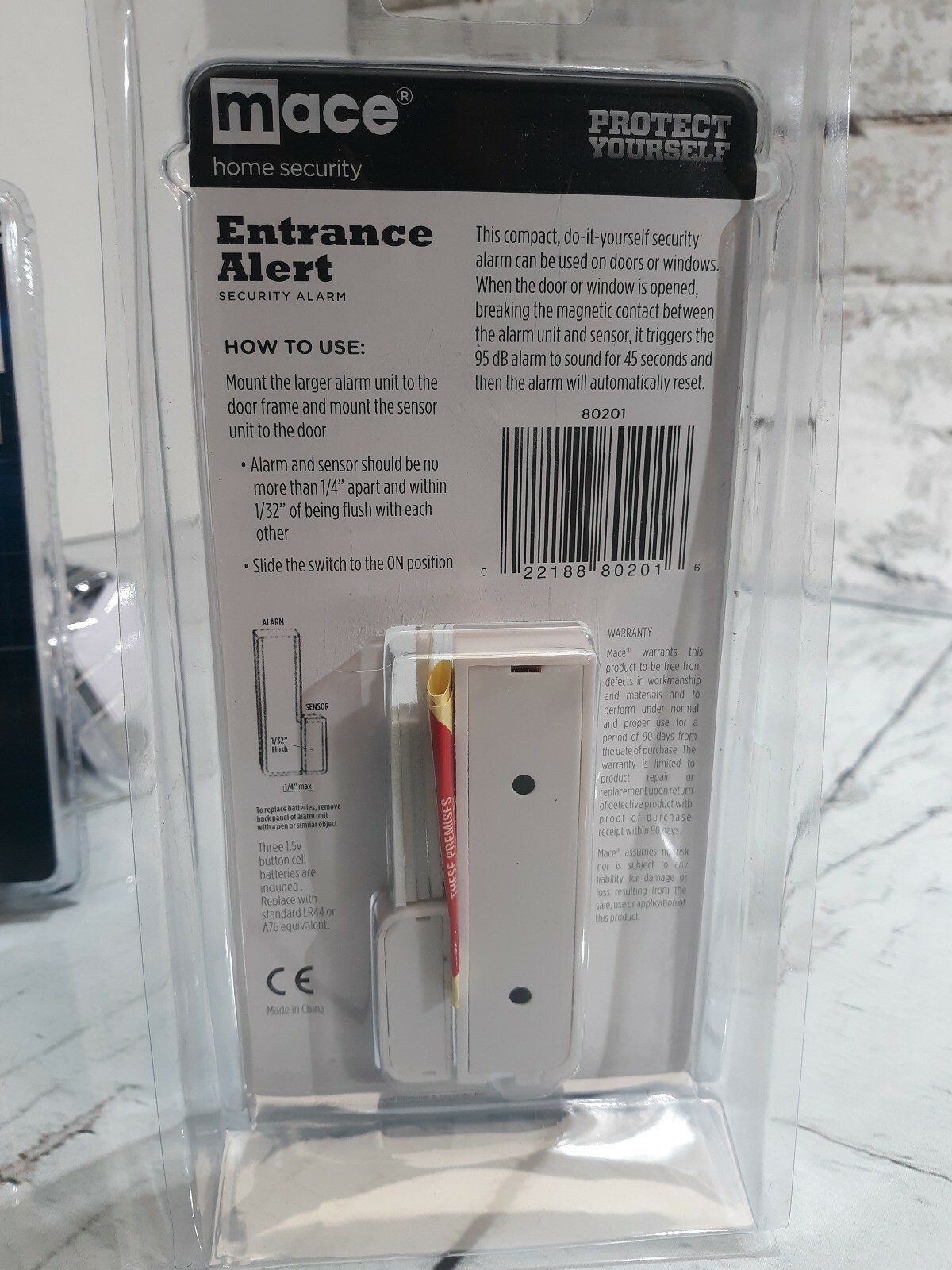 MACE 80201 ENTRANCE ALERT DOOR WINDOW MAGNETIC ALARM HOME PROTECTION SECURITY