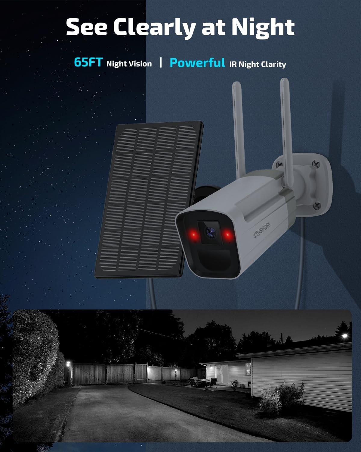 OHWOAI Wireless, Solar, 4 MP Security System (4 Cameras & 1 TB HDD)