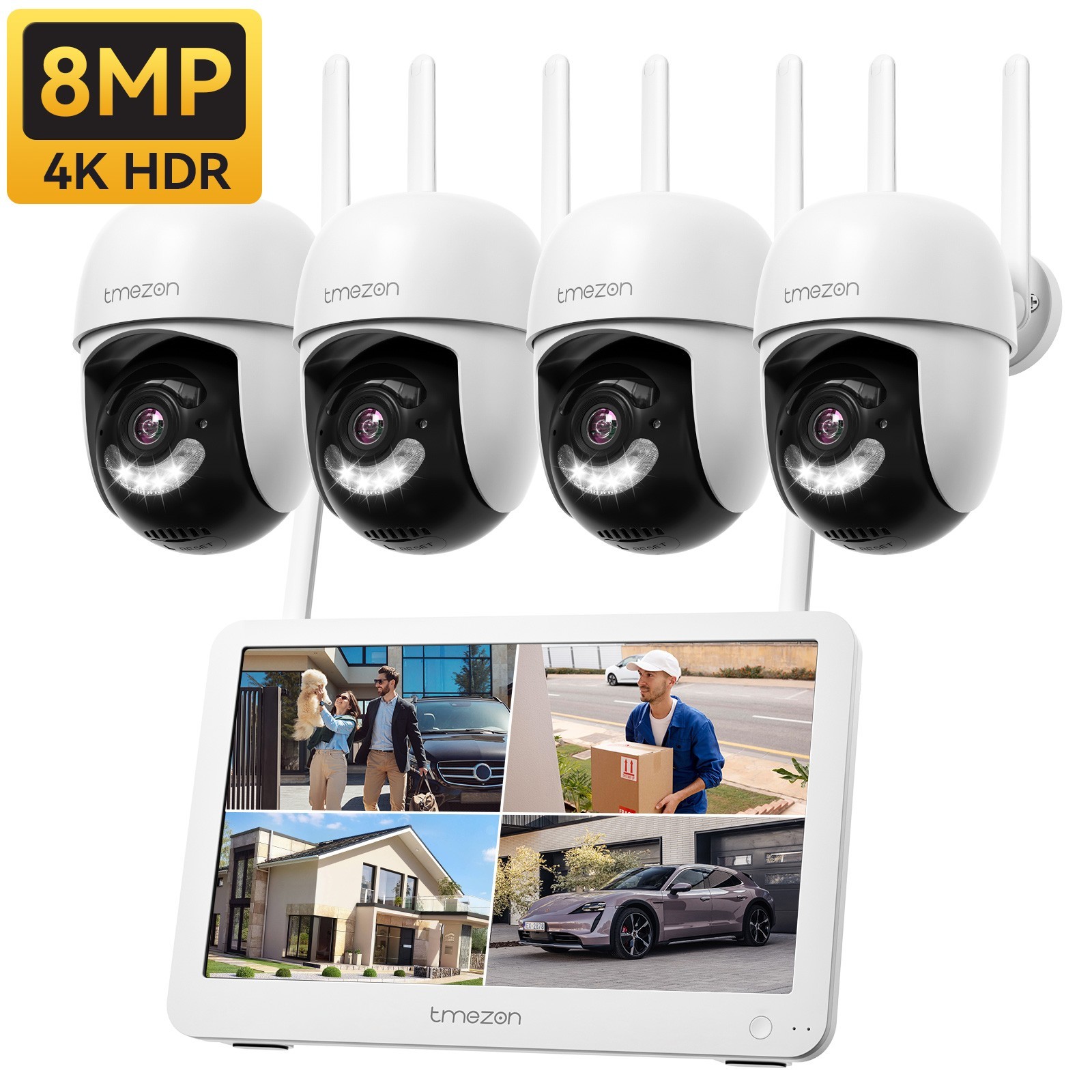 8MP PTZ Security Camera System 10CH NVR with 12” Monitor CCTV WiFi Camera 2TB