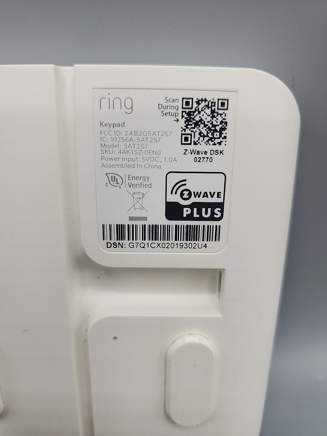 Ring Alarm Keypad 2nd Generation 5AT2S7 Fast Shipping No Power Cable