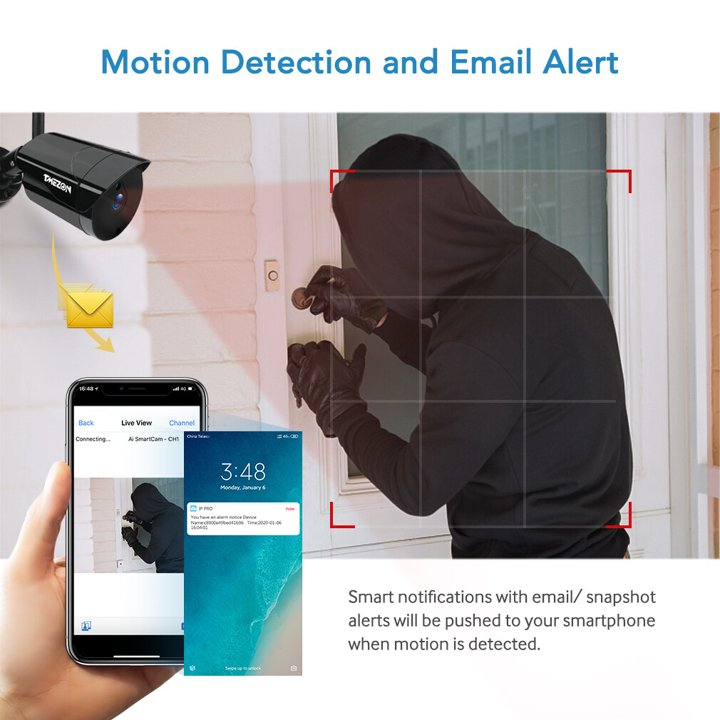 3MP Wireless Audio Home Outdoor CCTV Security Camera System 8CH WIFI NVR Lot