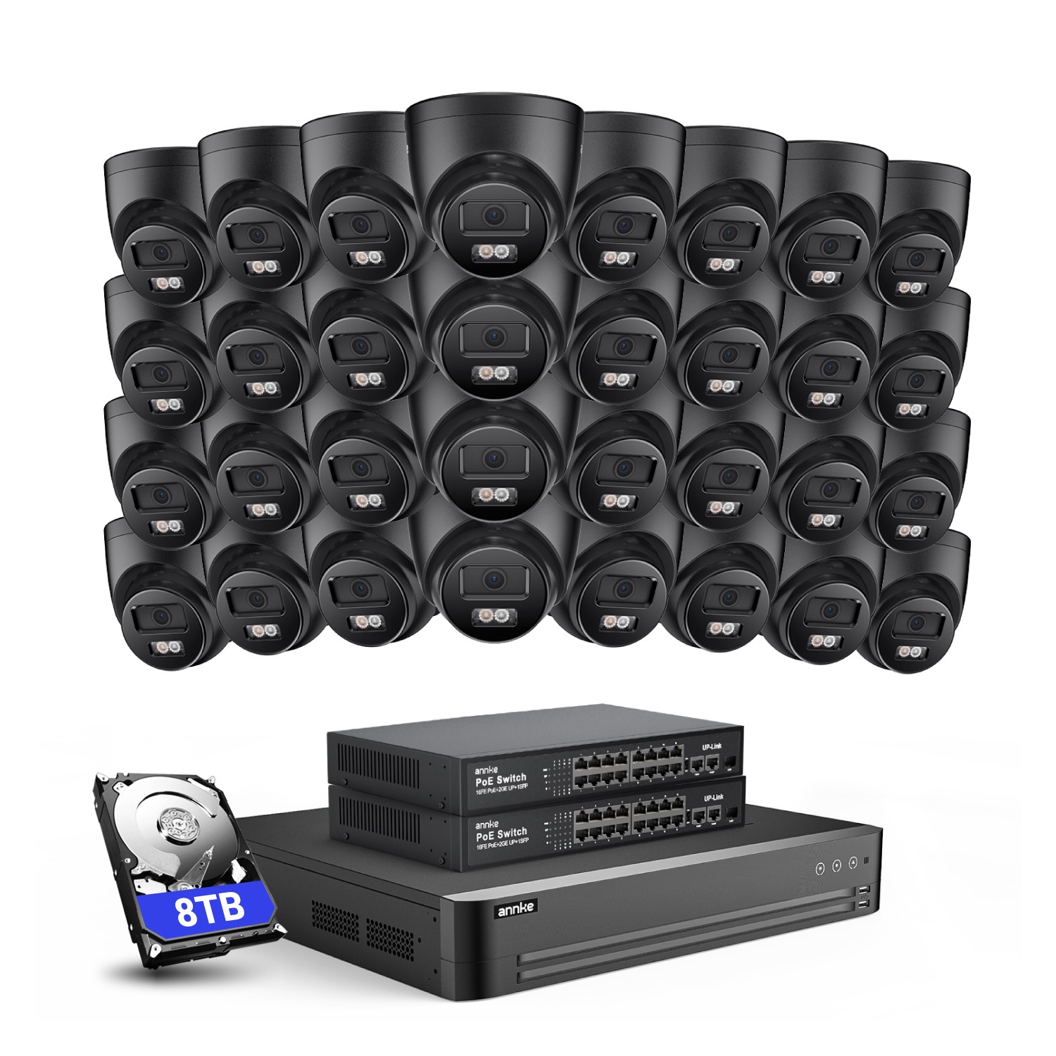 ANNKE 3K AI Color Night POE Security Camera System 32CH 12MP NVR Audio Recording