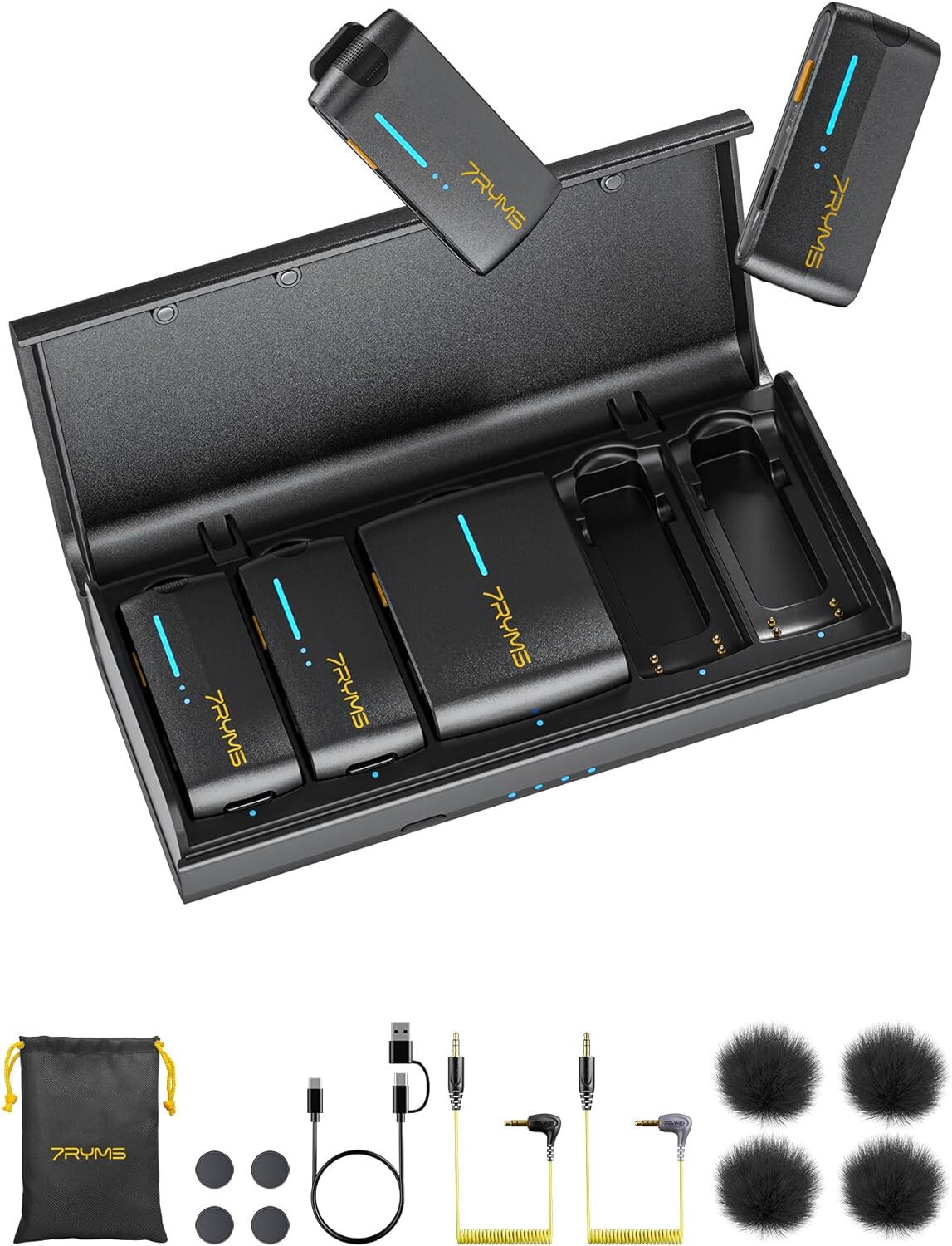 iRay DW40 4-channel Wireless Lavalier Microphone 200m Camera iPhone Android Vlog