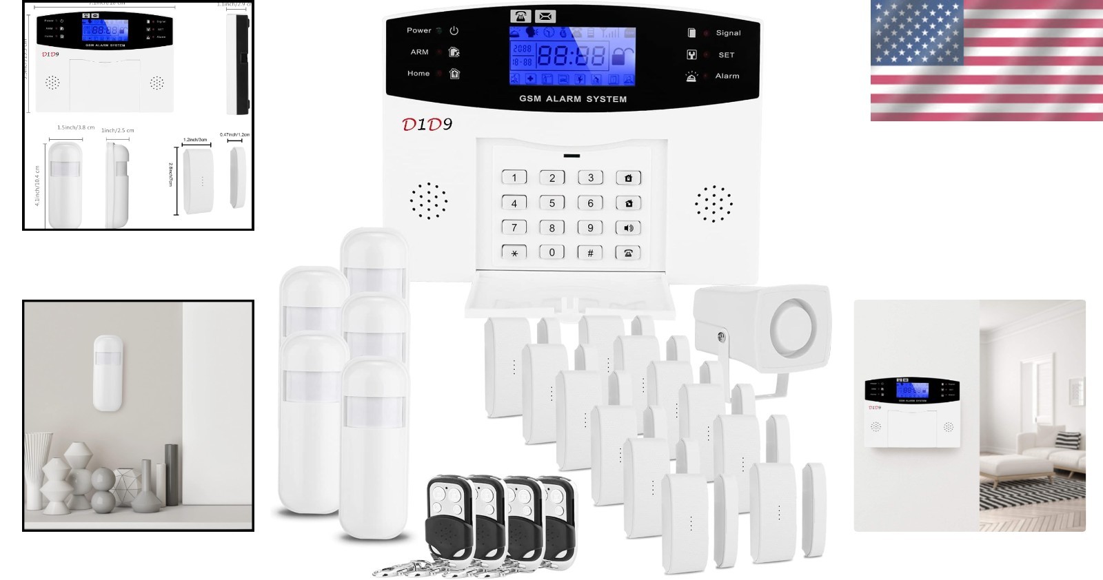 Wireless DIY Burglar Alarm System GSM Home Security Kit Remote Control