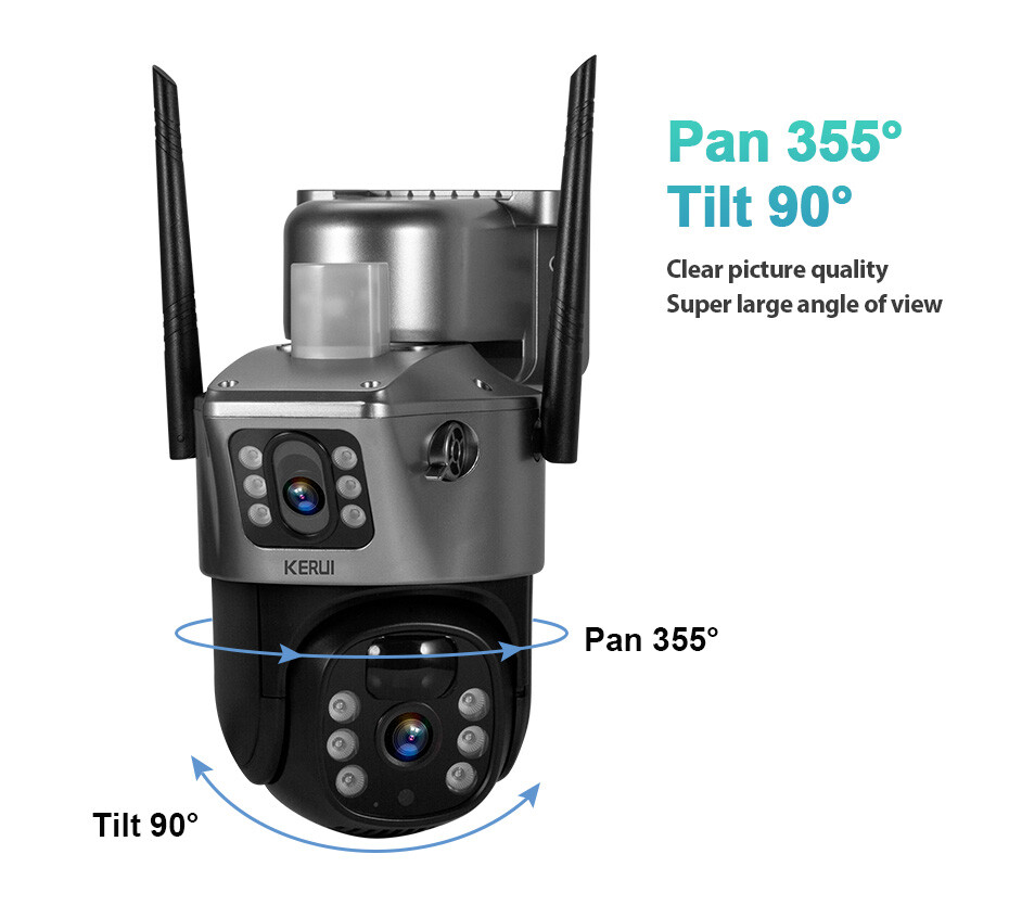 4MP Dual Lens Wireless Solar Security Camera 2 Pack Outdoor Surveillance 64GB SD