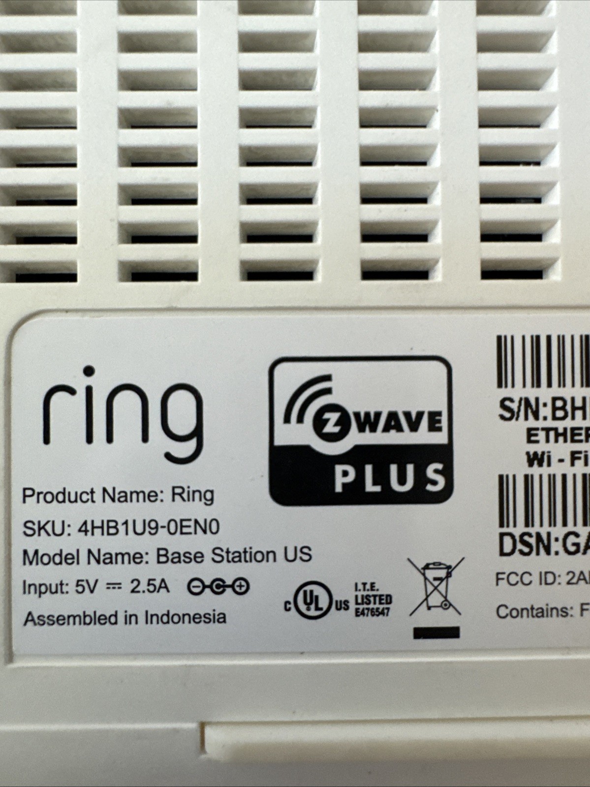 Ring Z WAVE PLUS Alarm Base Station US 4HB1S70EN0 | tested