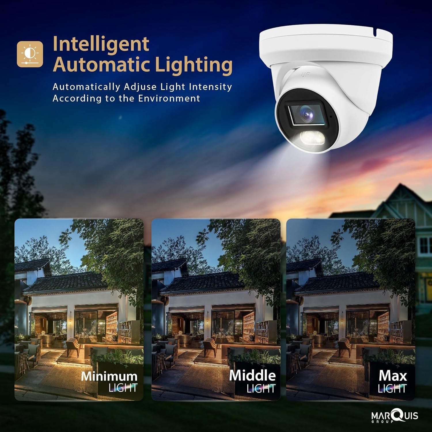 Marquis HD 4K 8MP IP Camera Color at Night PoE Turret Dome with White