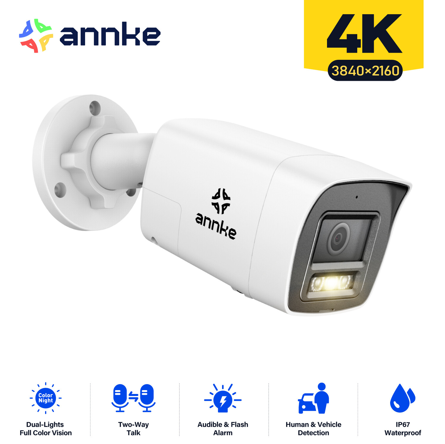 ANNKE 4K POE Security IP Camera Two Way Audio Outdoor Full Color Night Vision AI