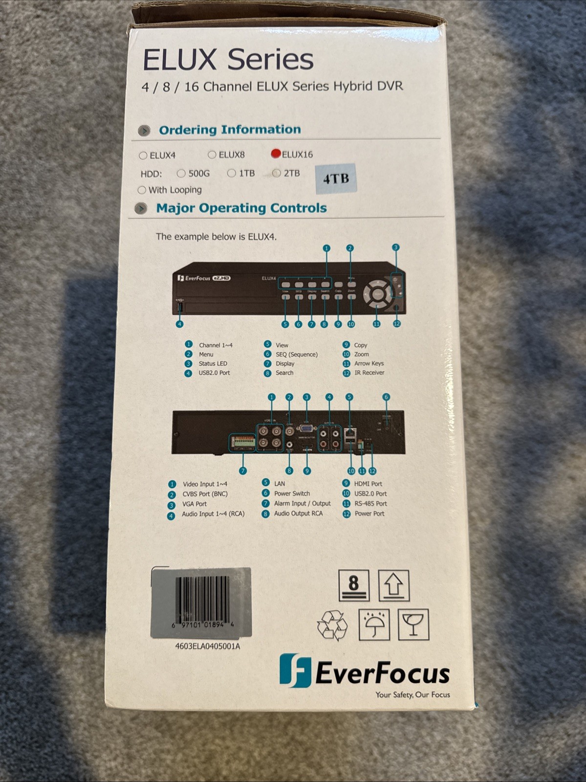 Everfocus – ELUX16/4TB – EverFocus 4/8/16 CH, 1080p, Full HD, New Open Box