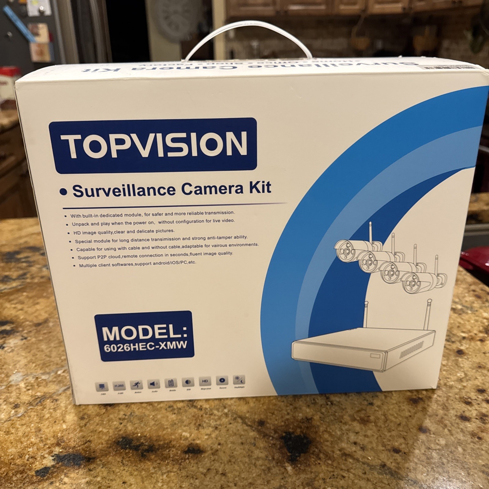 TOPVISION Security Camera System Wireless Wifi 8CH 3MP NVR Home 4Pcs 1080p IP