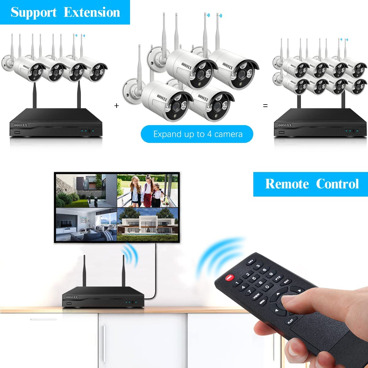 2K 3.0MP Wireless Security Camera System, Surveillance NVR Kits with 2TB Hard