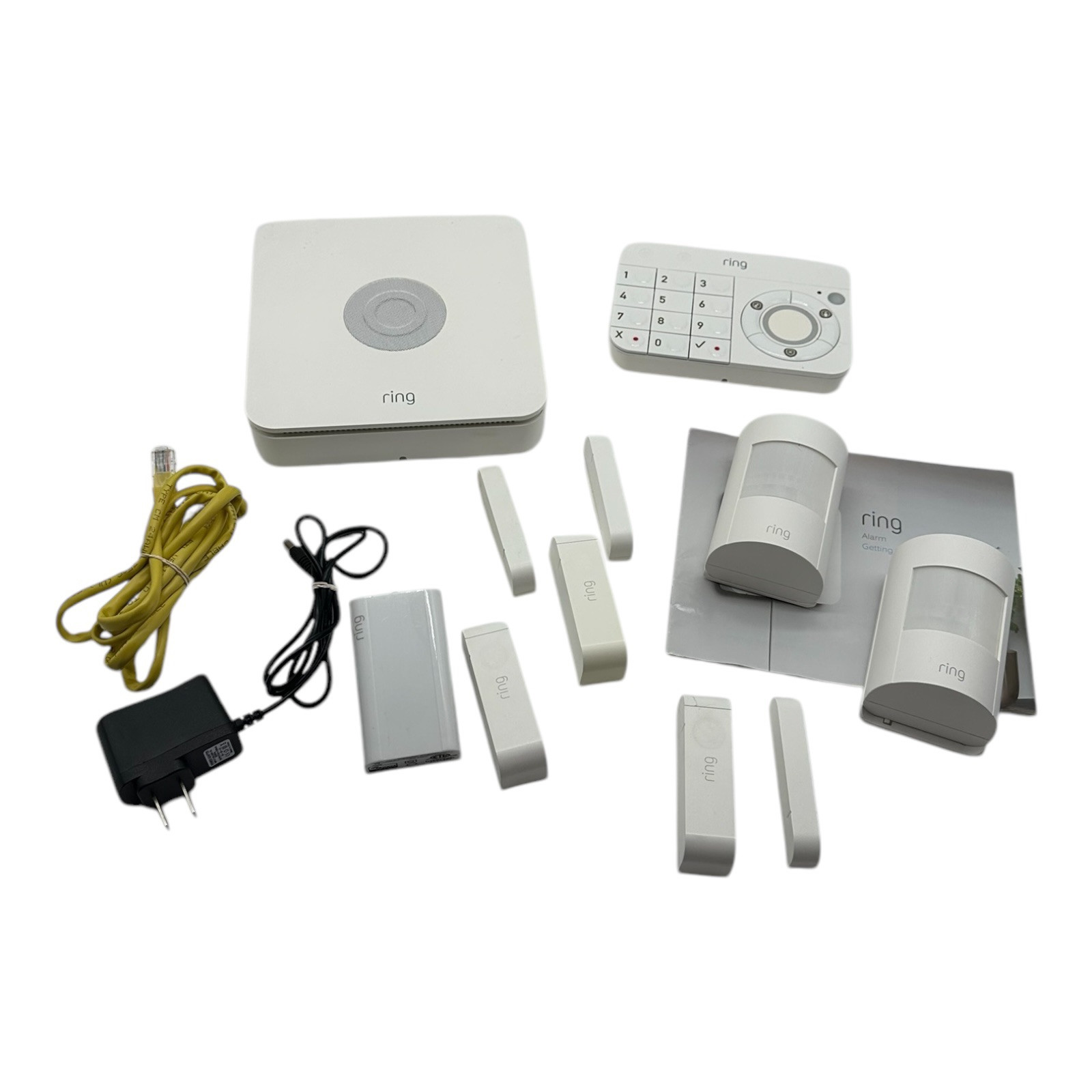 Ring Alarm Home Security Base Station 4HB1S70EN0 W/Keypad-Sensors-Power Cord