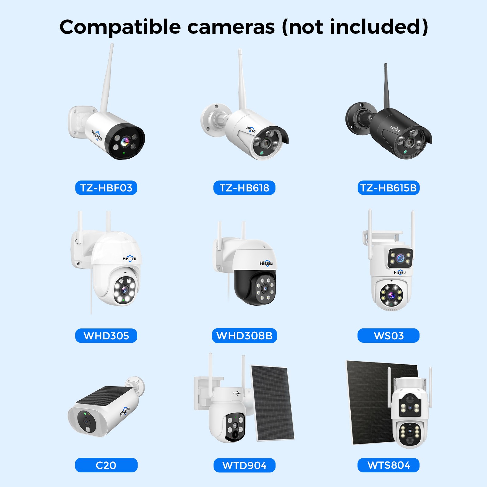 Hiseeu 10CH NVR 3MP 2.4G/5G WIFI Outdoor Audio Security Camera System CCTV HDD