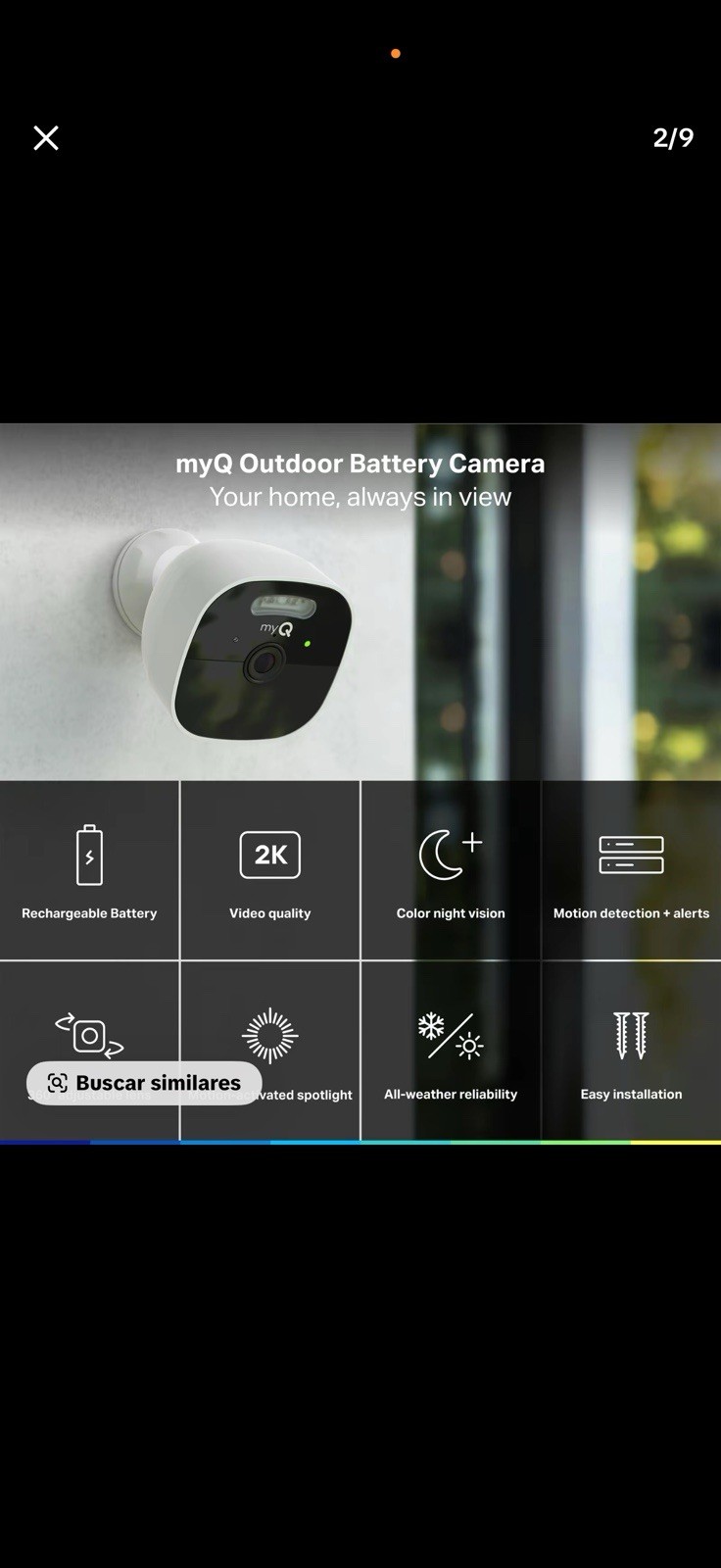 myQ Outdoor Battery Camera 3-Pack 2K Color Night Vision Spotlight Wi-Fi