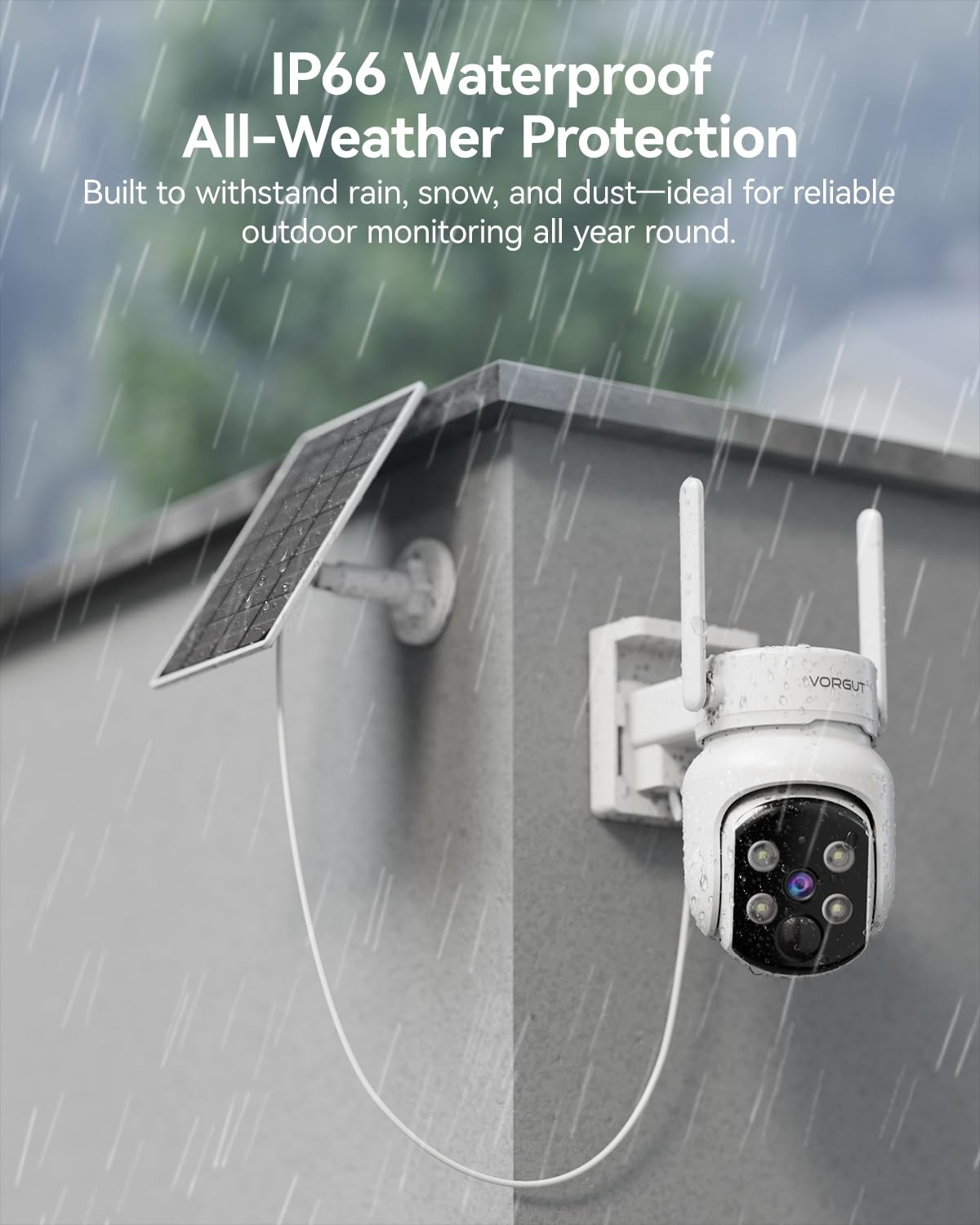 VORGUT Solar Security Cameras Wireless Outdoor, 4MP 2 Cam Kit, white