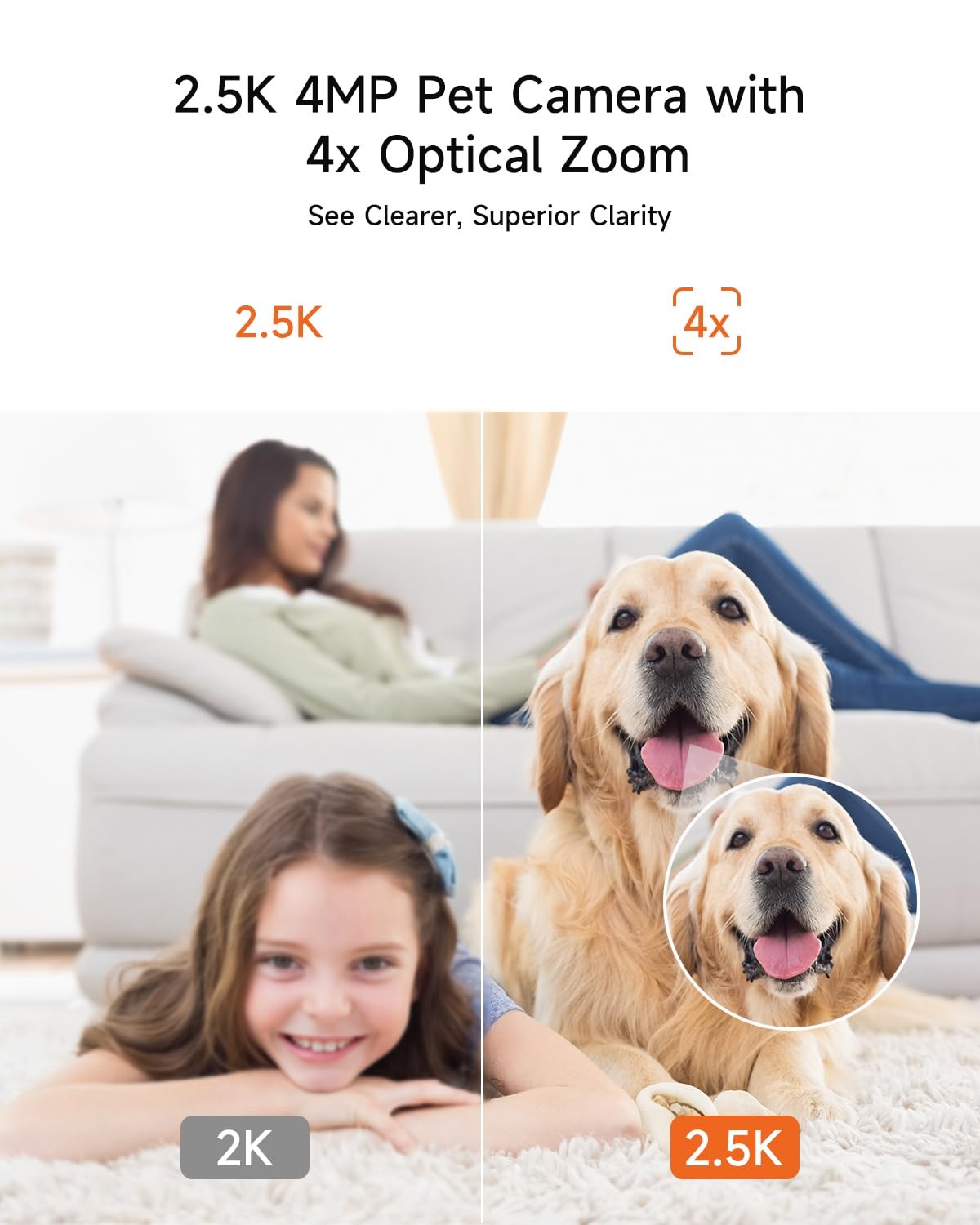 4 Pack 2.5K Cameras for Home Security, Non-Subscription AI White