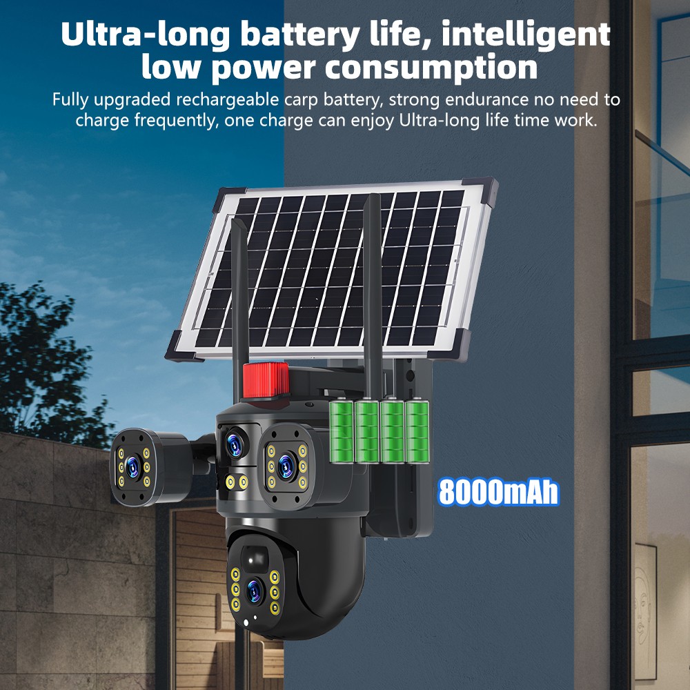 4 Camara De Seguridad Solar WIFI Inalambricas Para Exterior Con Vision Nocturna