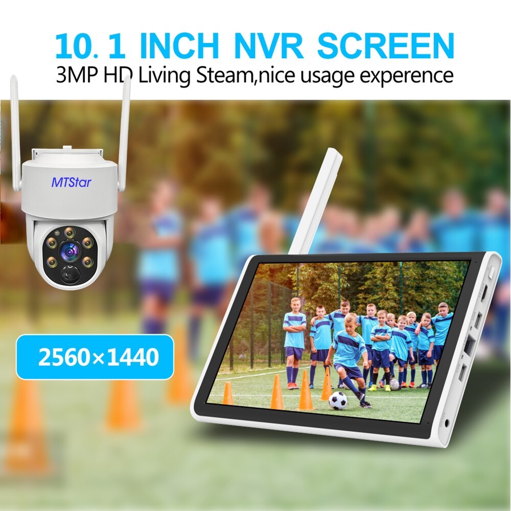 Solar Panel Wireless HD 4MP IP PRO Smart WiFi Camera Kit With 10-inch Monitor