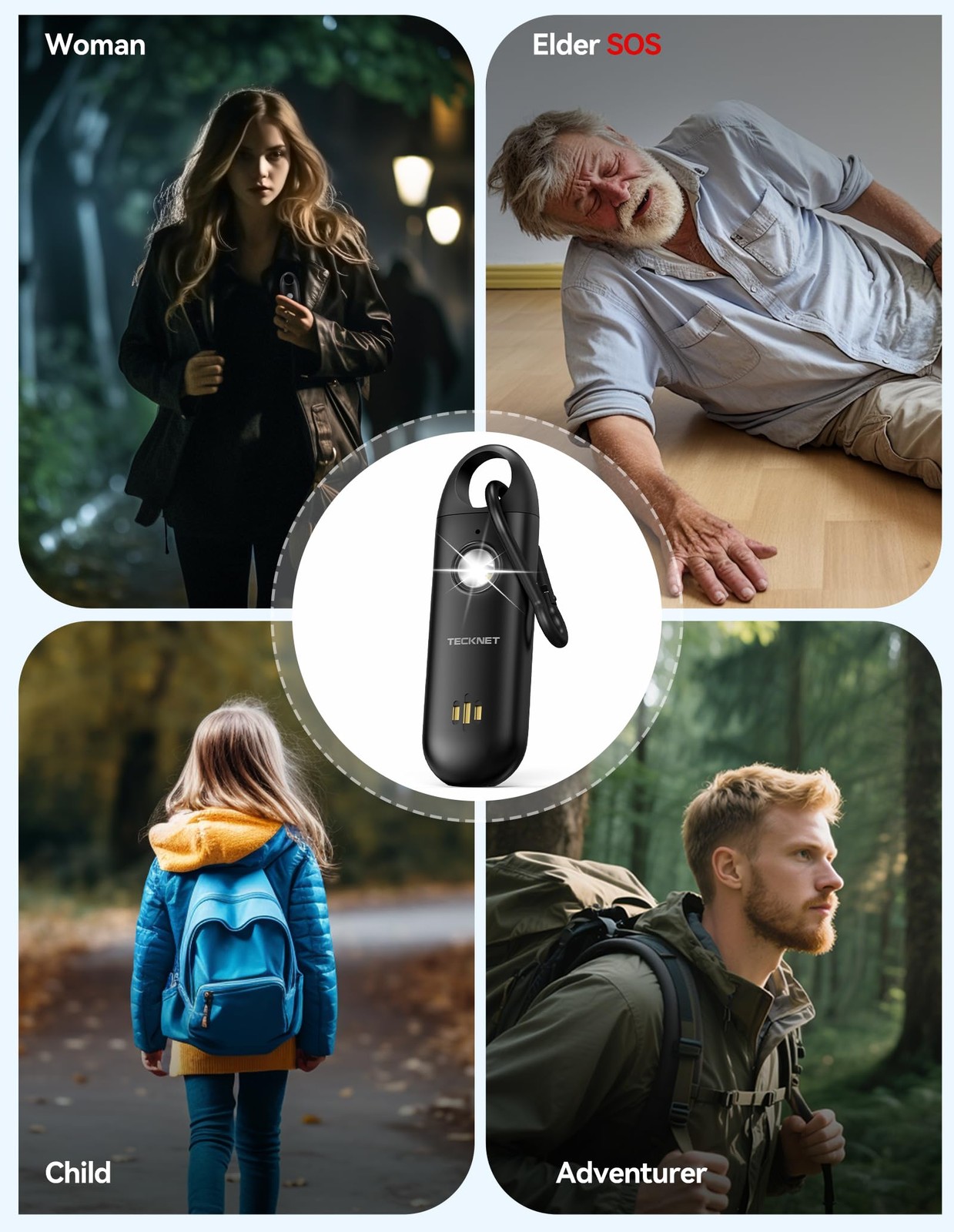 Personal Safety Alarm,Portable Personal Alarm for with Flashing Strobe Light …