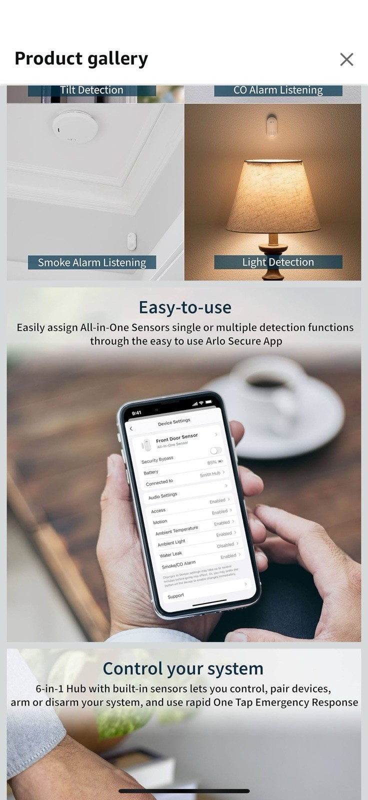 Arlo Home Security System – Wired Keypad Sensor Hub, (2) 8-in-1 Sensors,
