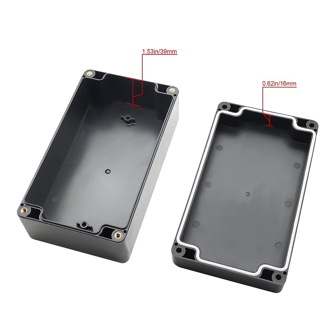 LeMotech Project Box ABS Plastic Junction 6.2″ x 3.5″ x 2.4″, Black (2 packs)