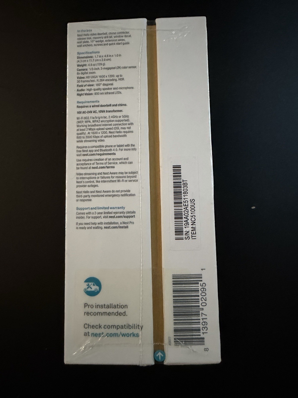 Google Nest Doorbell Wired NC5100US