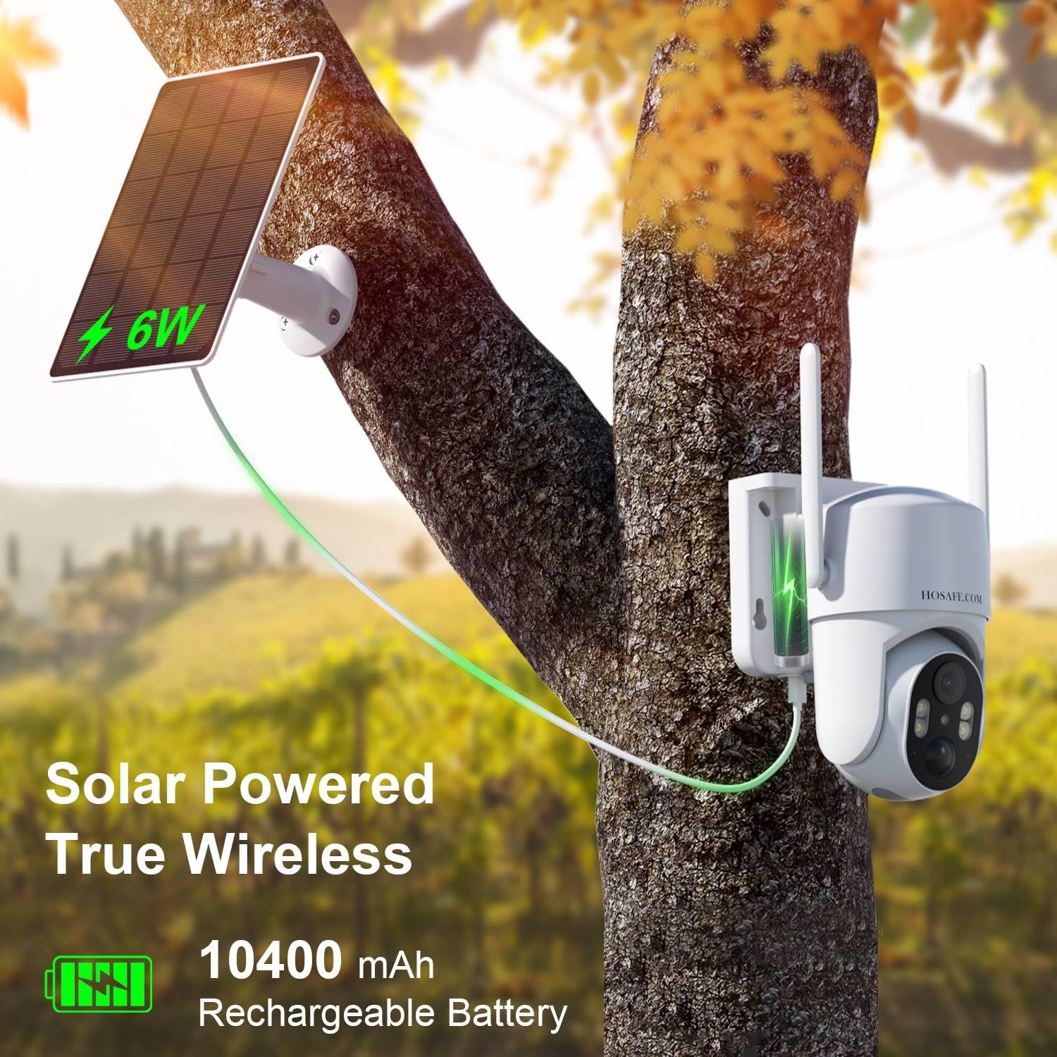 HOSAFE.COM 4G LTE Cellular Security Camera No Internet Needed, 2K Solar White