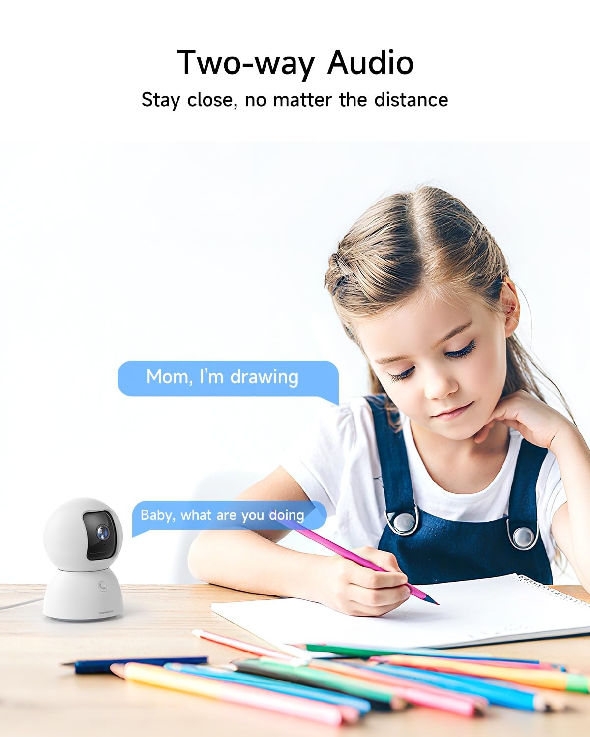 CINMOORE 5G Pet Camera Indoor with Phone App, 3K Cat Dog Cameras White