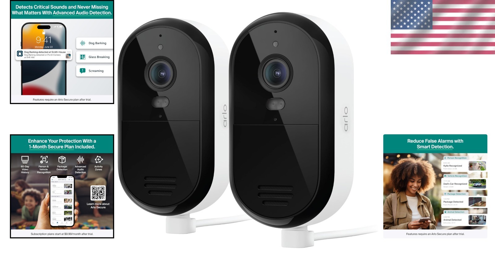 Plug In Outdoor Camera with Color Night Vision and Two Way Audio Functionality