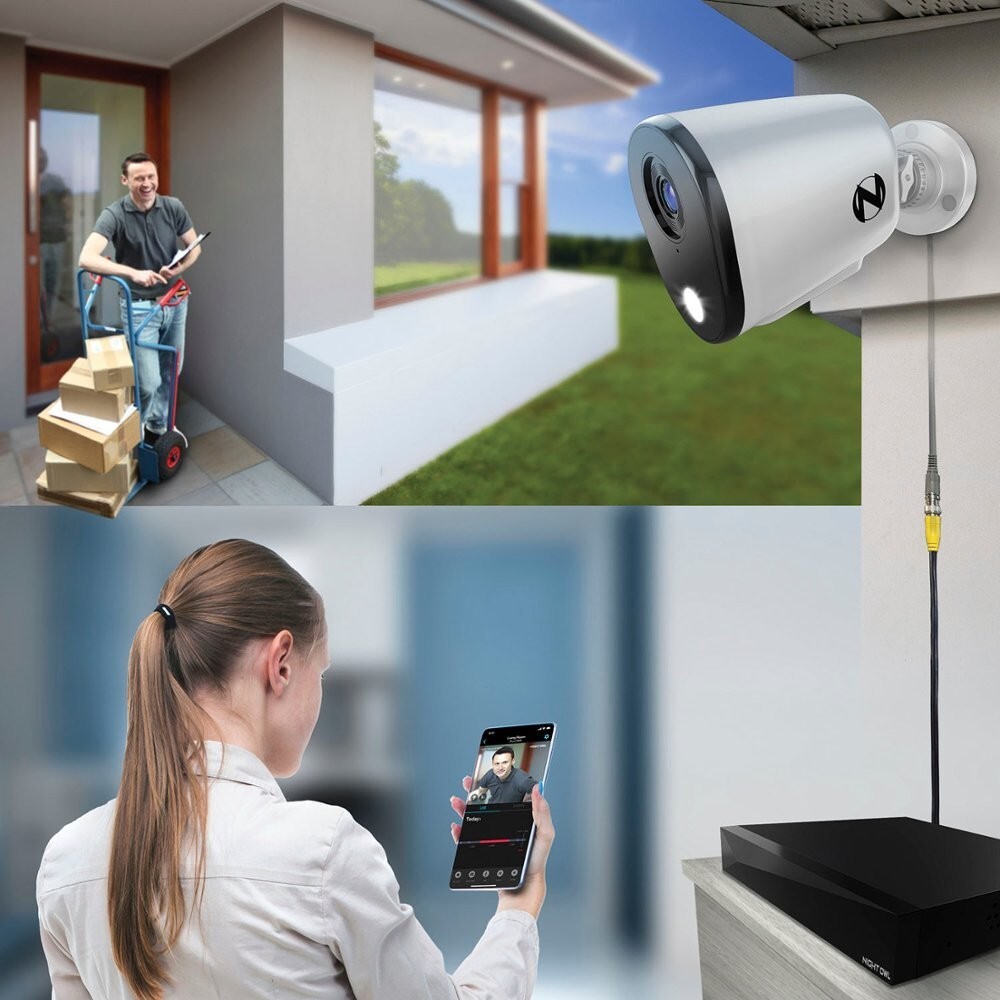 Night Owl 4 Camera 12 Channel Wired 2K 1TB DVR Security System with 2-way Audio