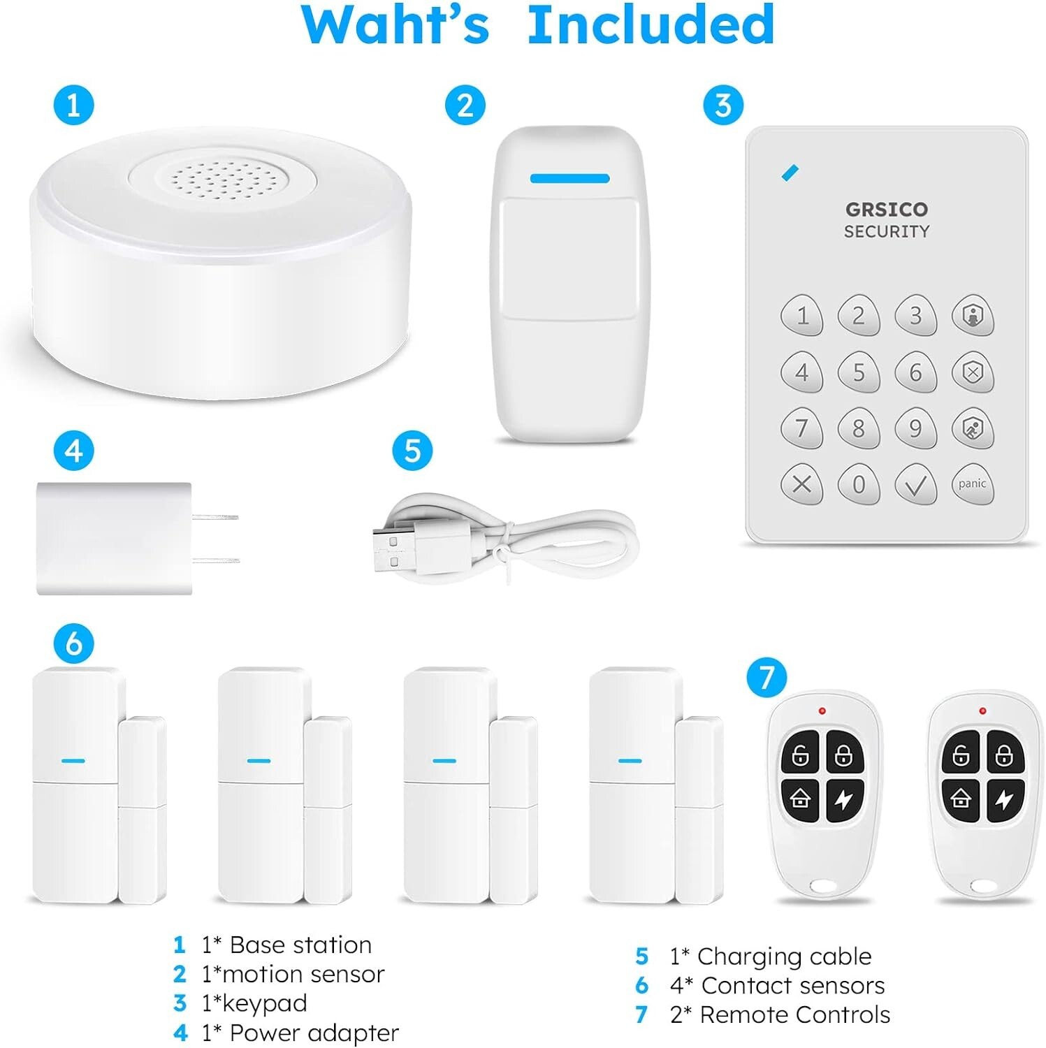 WiFi Alarm System, Smart Home Alarm System Wireless 9 Piece-kit, DIY Alarm Syste