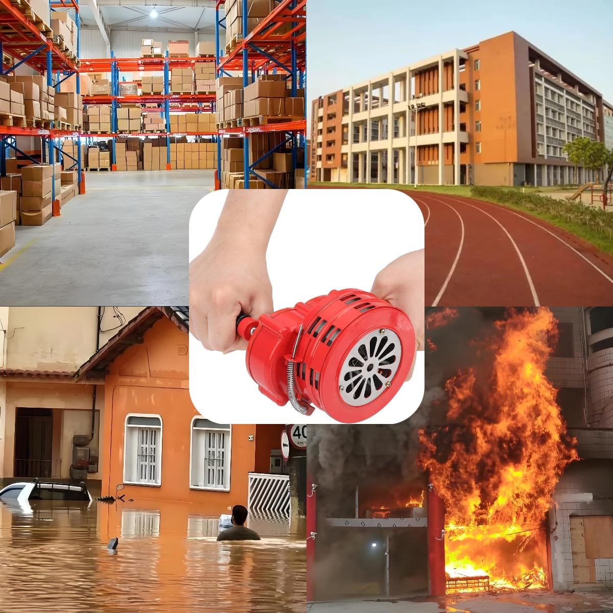 Hand Crank Siren Manual Handheld Air Raid Siren 110DB Lound Emergency Safety …