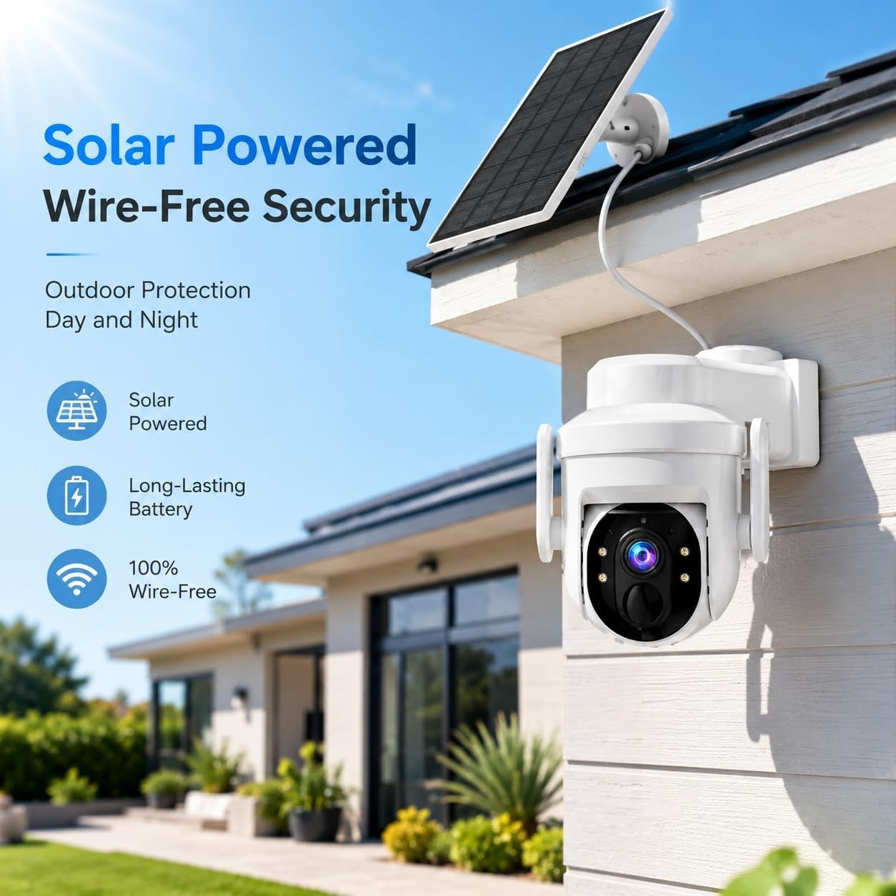 2K Dome Solar Camera Wireless WiFi Pan/Tilt Battery Powered Security Camera CCTV