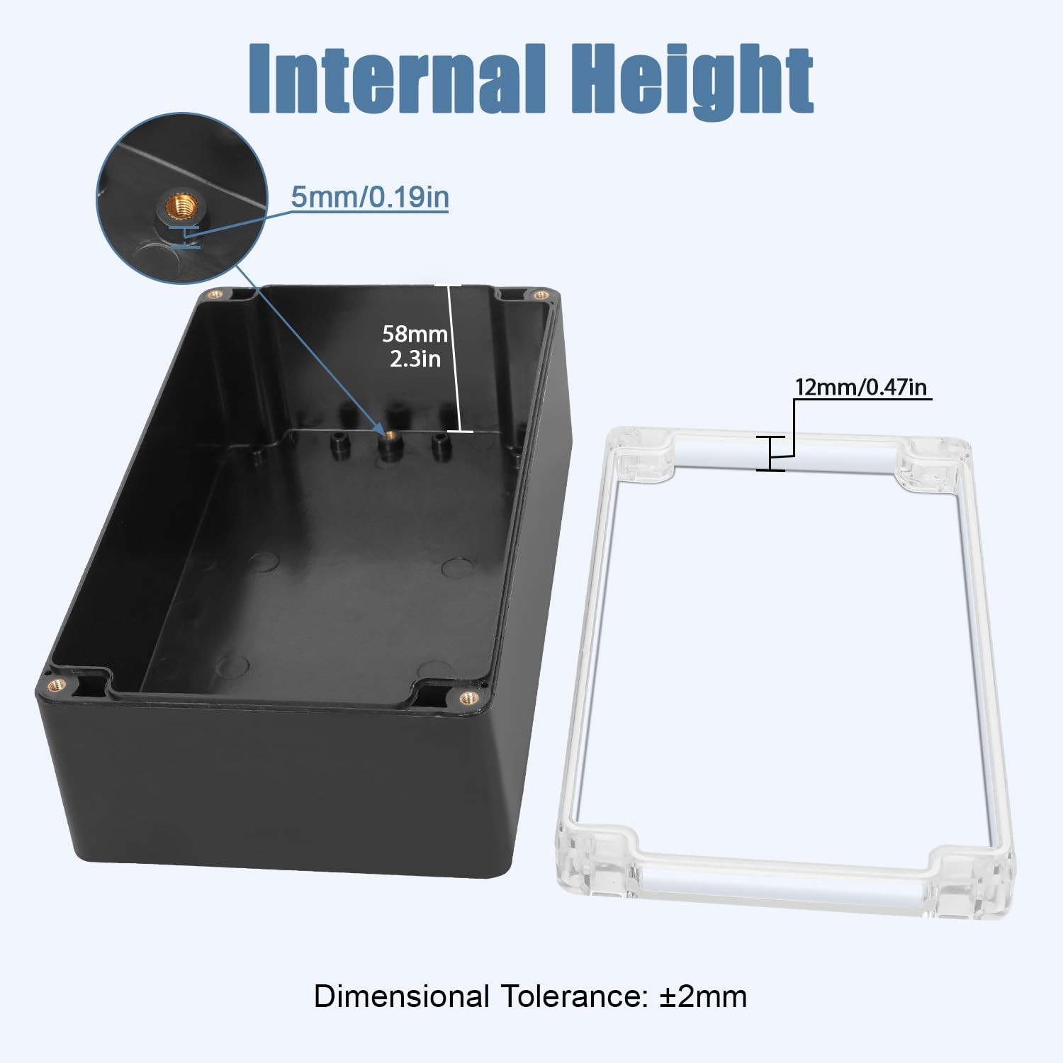 LeMotech Project Box ABS Plastic IP65 Waterproof 7.8″x 4.7″x 2.9″, 1 pack