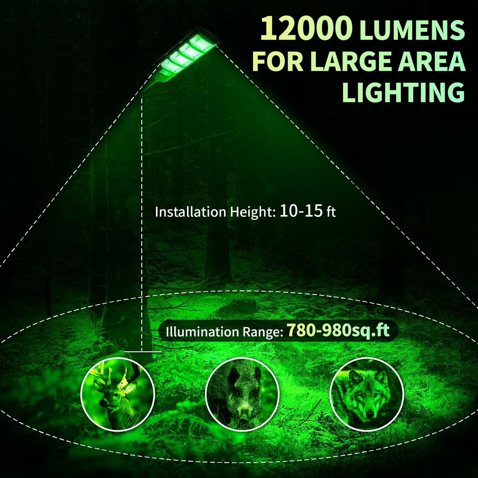 BINGLUX Hog Lights for Night Hunting – 12000LM Green 1 Pack, Black