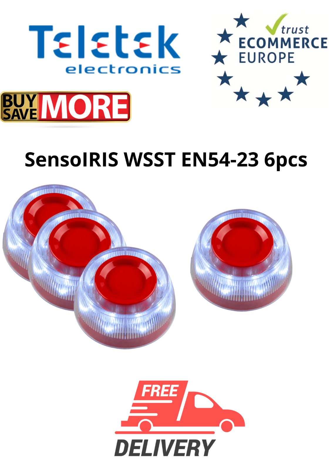 TELETEK Fire Alarm Addressables / Sirens / SensoIRIS WSST EN54-23 6pcs