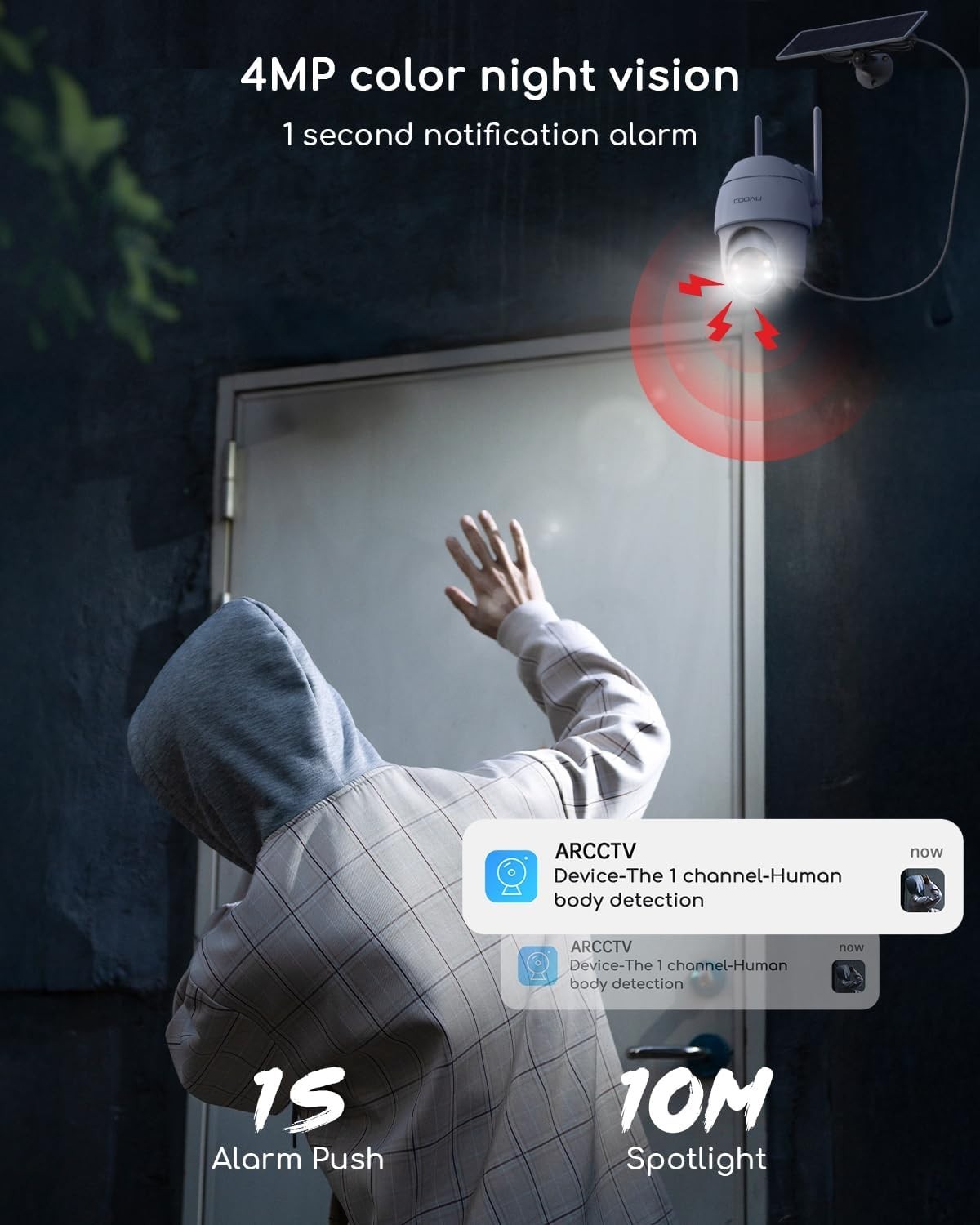 COOAU 4MP Solar Security Cameras Wireless Outdoor Cam System,5GHz & 2.4GHz WiFi