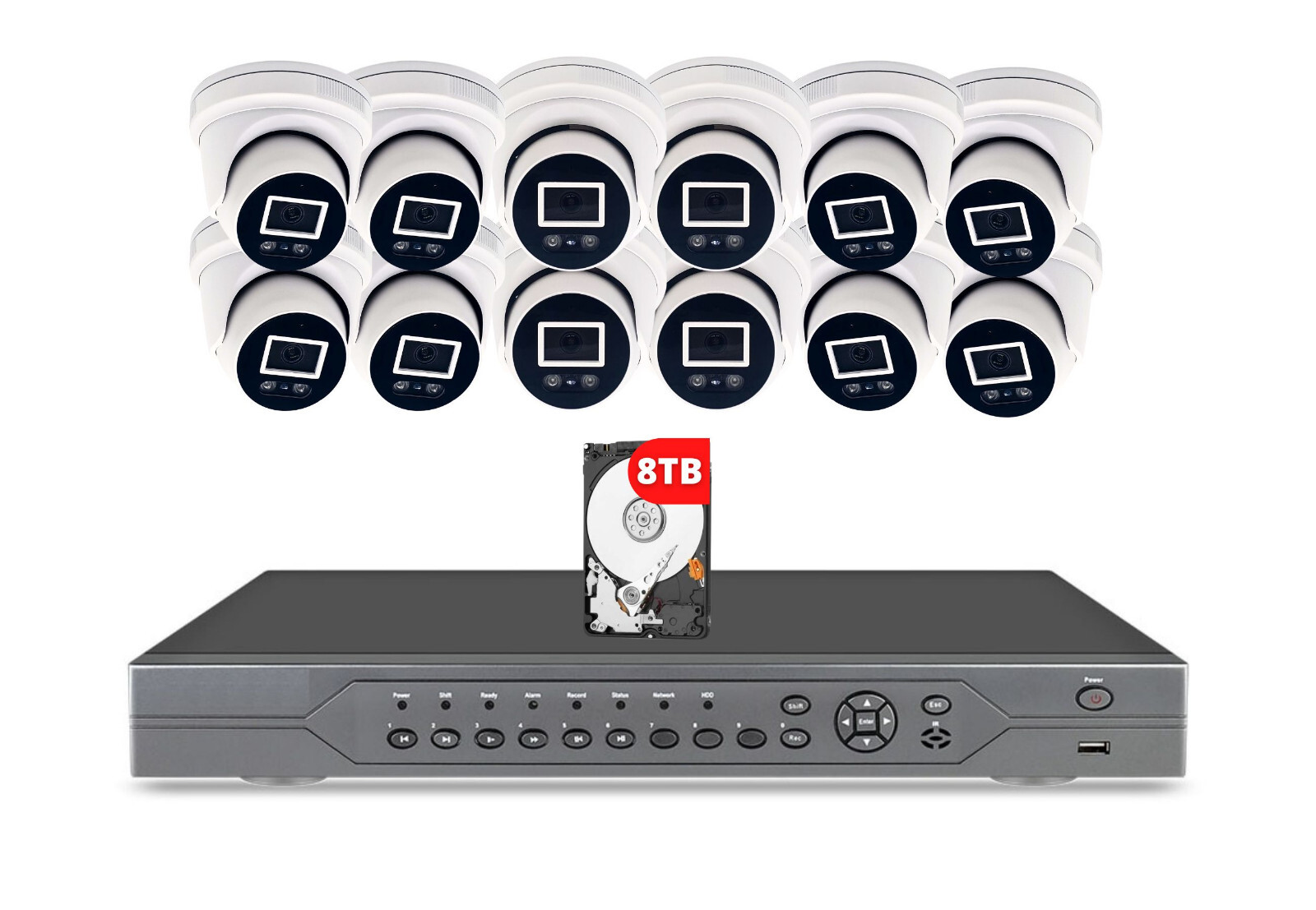 16 Channel 8TB HDD 4K 8MP IP PoE 12 Security Dome Camera System with Audio