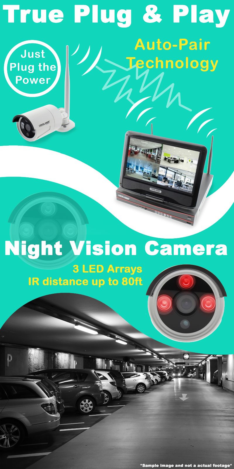 Crystal Vision All-in-One HD 4CH Wireless System w/ 10.1″ Built in Screen&Camera