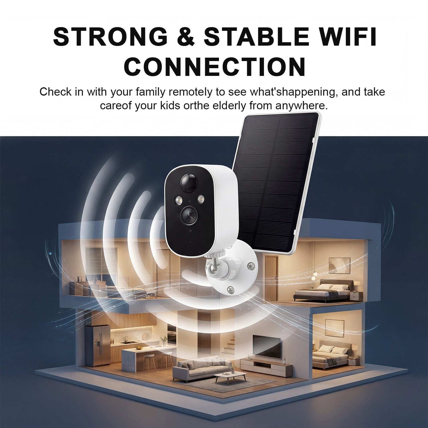 XVIM Solar Battery Powered Camera WiFi6 Wireless Security Camera System Outdoor
