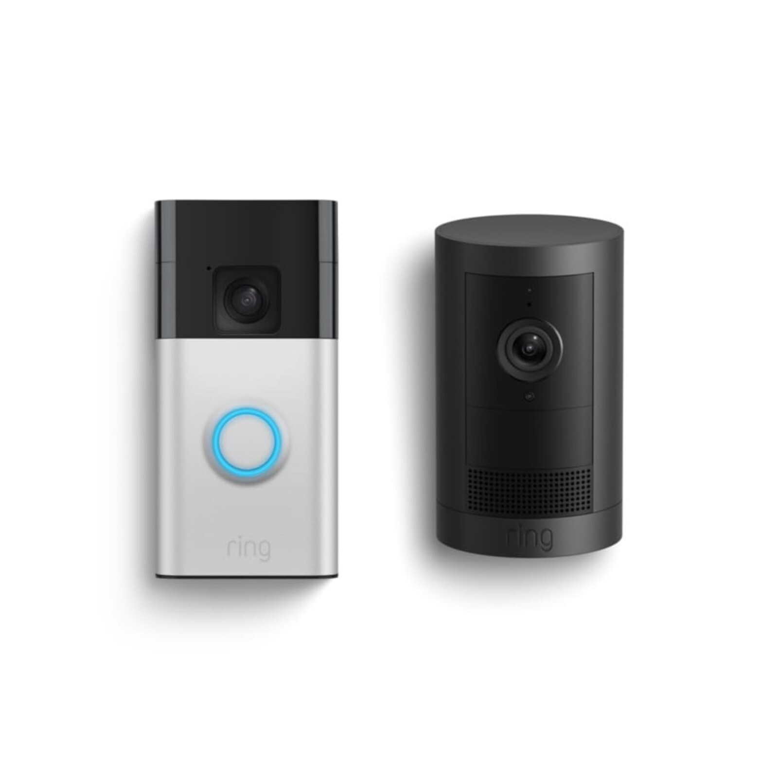 Ring Battery Doorbell Satin Nickel Smart Wi-Fi Video with Outdoor Cam Plus Black