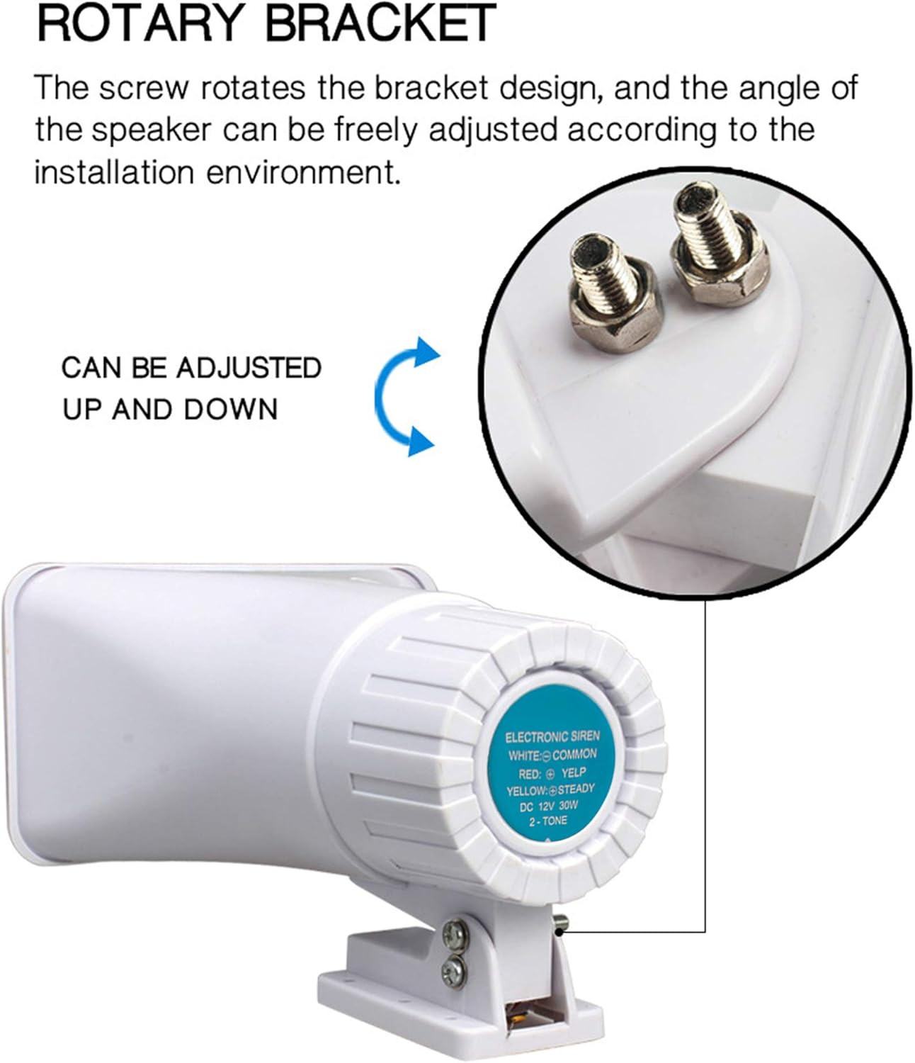 30W Alarm Siren ,Dual Tone Outdoor Self Contained Electric Security Ring Siren w