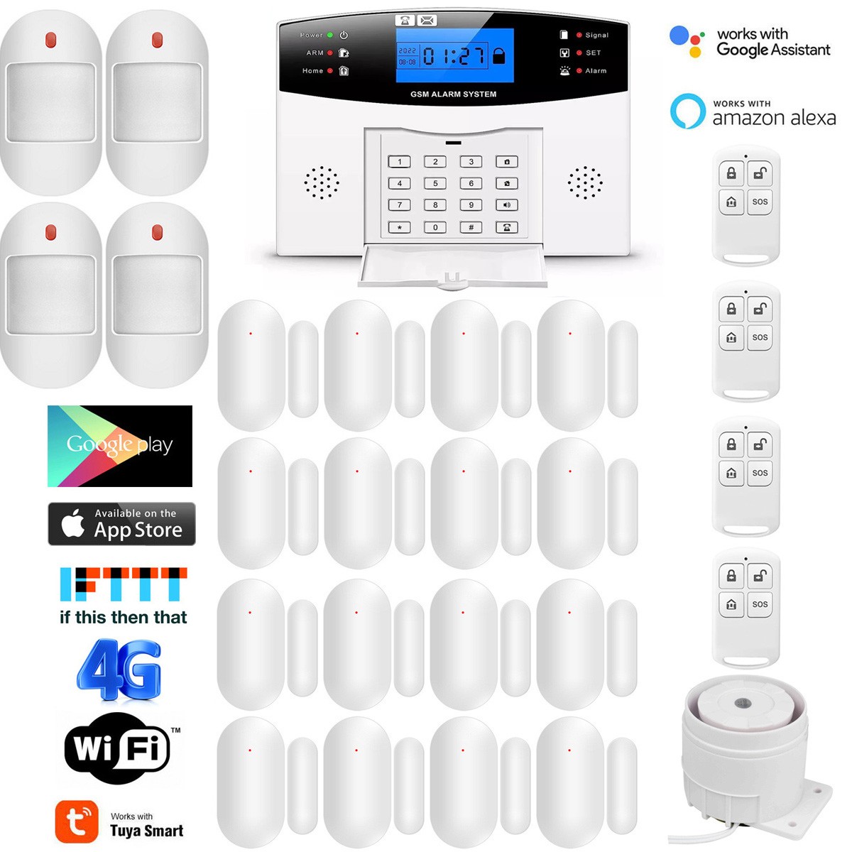 L25 WiFi+US 4G Wireless Office Home Security Alarm System+Alexa+Google+TUYA APP
