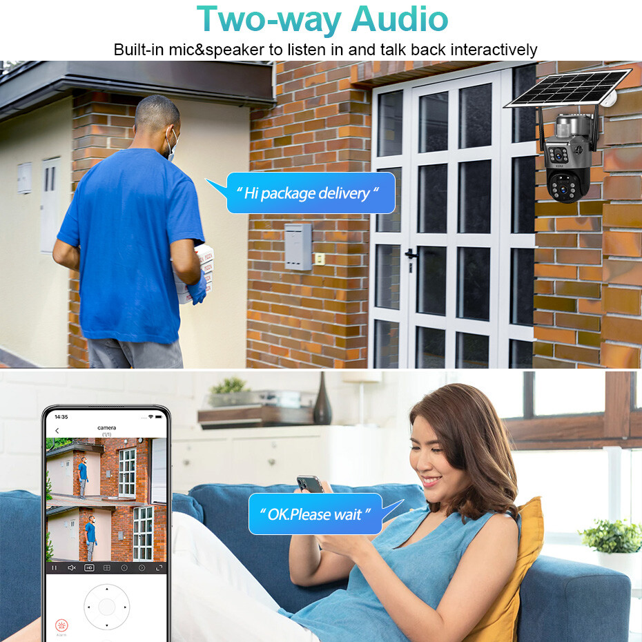 3PCS 4MP Solar Powered WiFi IP Cameras Waterproof Outdoor PIR Home Protection