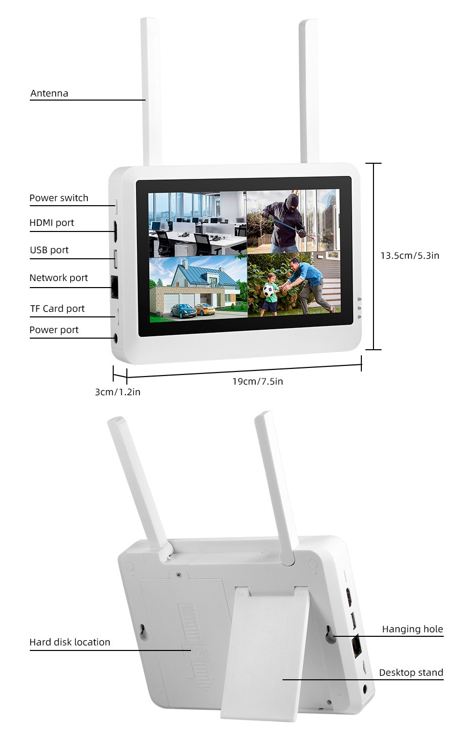 KERUI 10in Monitor 6MP Wired Security Camera System Kit NVR With 500GB HDD USA