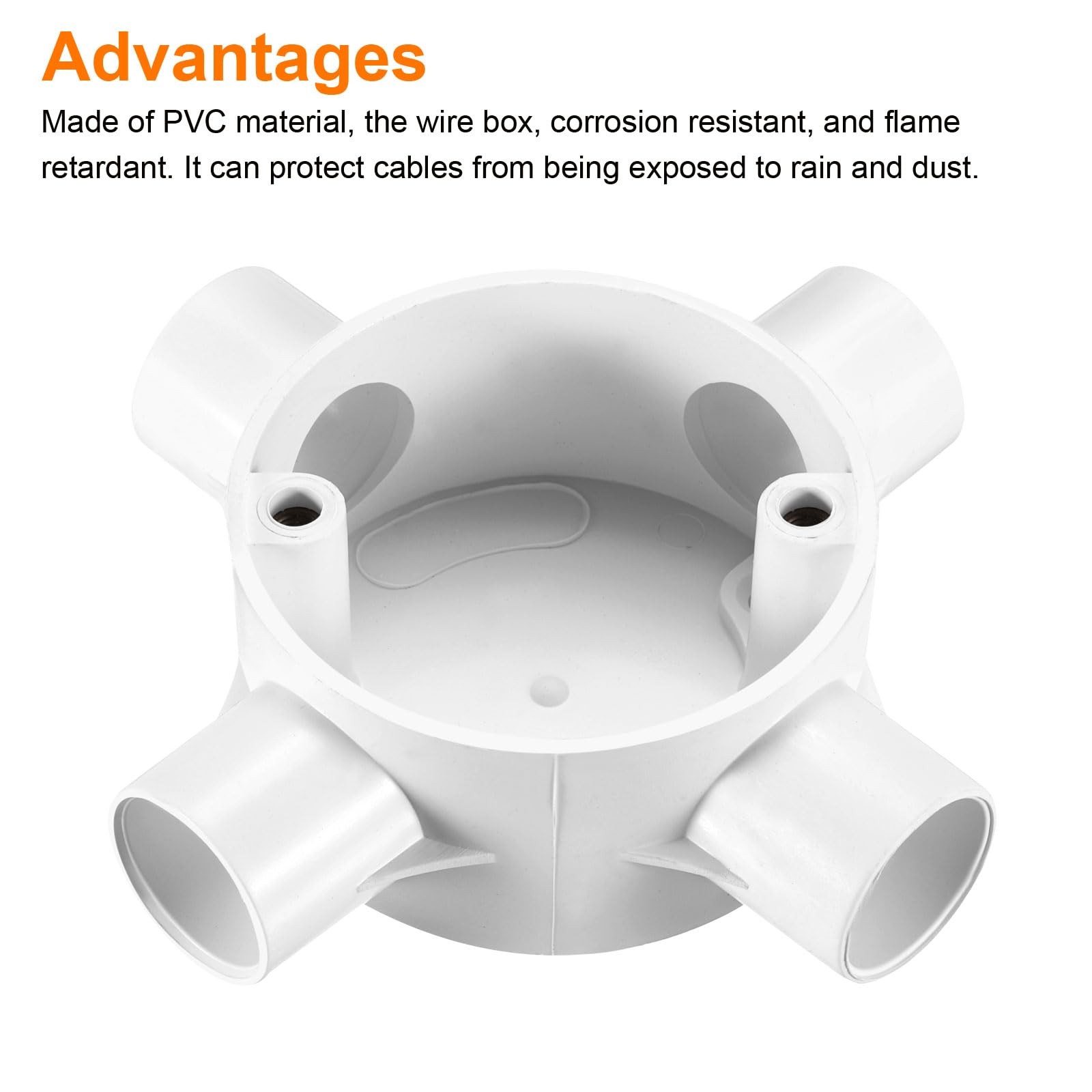 MECCANIXITY 2Pcs PVC Conduit Box Junction 4 Way 20mm with 20mm, White