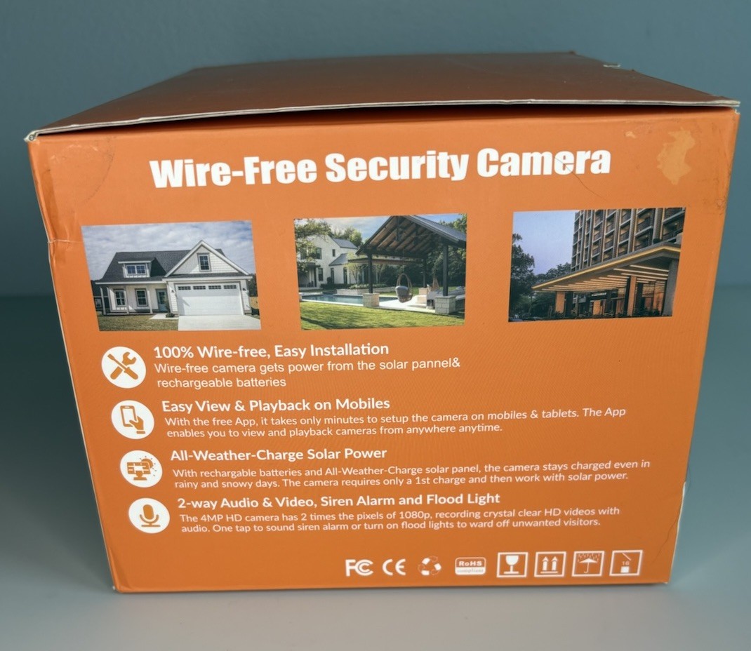 4MP Wireless Solar Powered Home Security Camera Outdoor WiFi PTZ