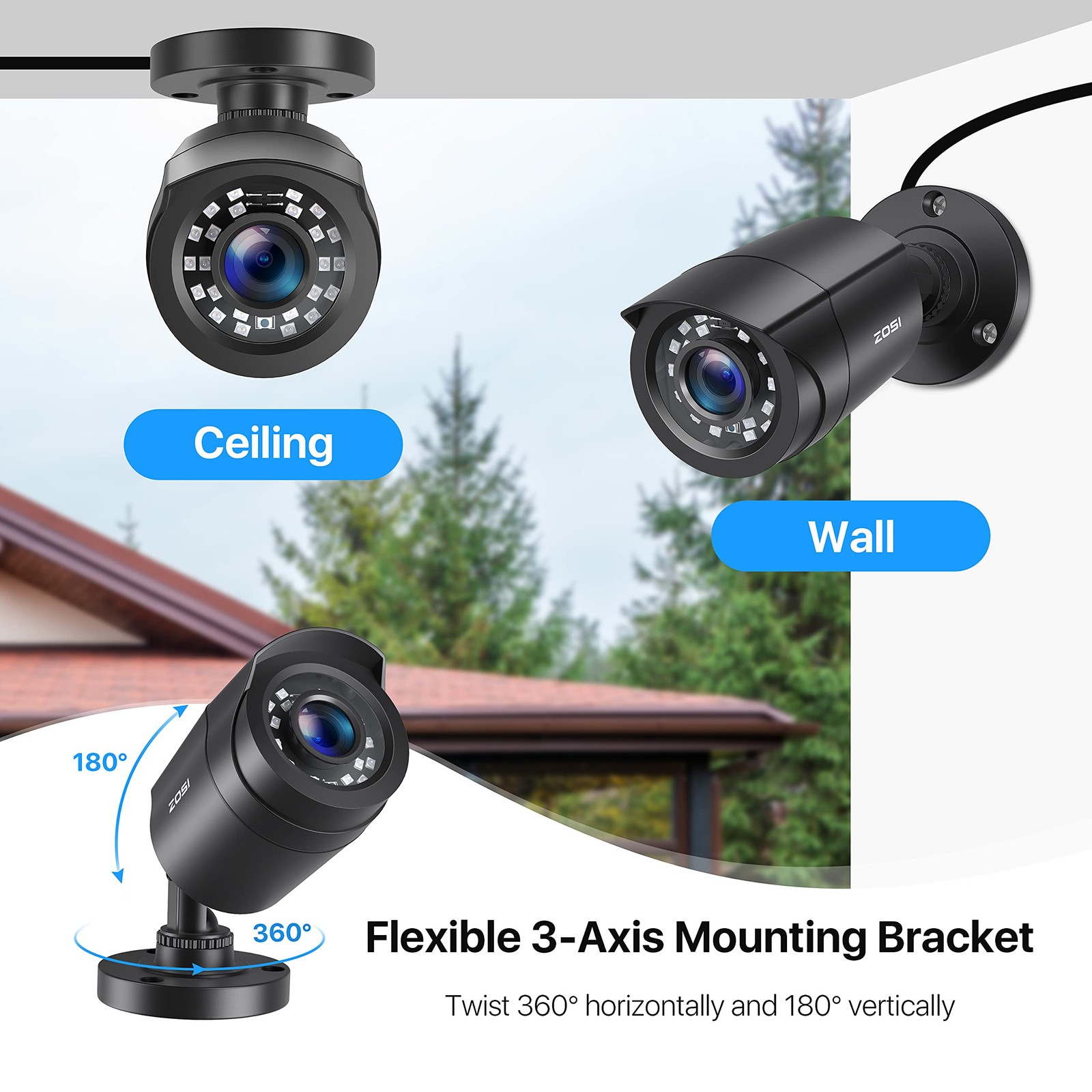 1080P 4 Pack HD TVI Security Cameras, 80ft Night Vision, Outdoor Indoor Weath…