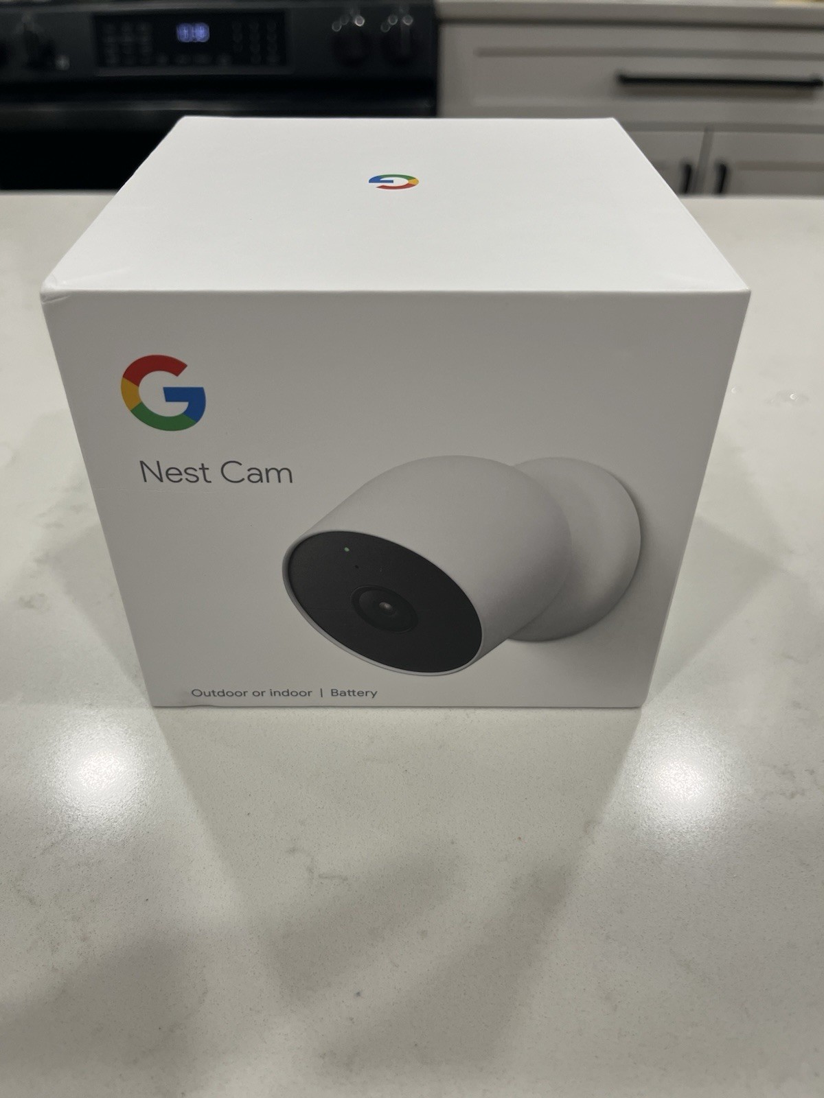 Google Nest Cam (outdoor or indoor, battery), Model G3AL9, white