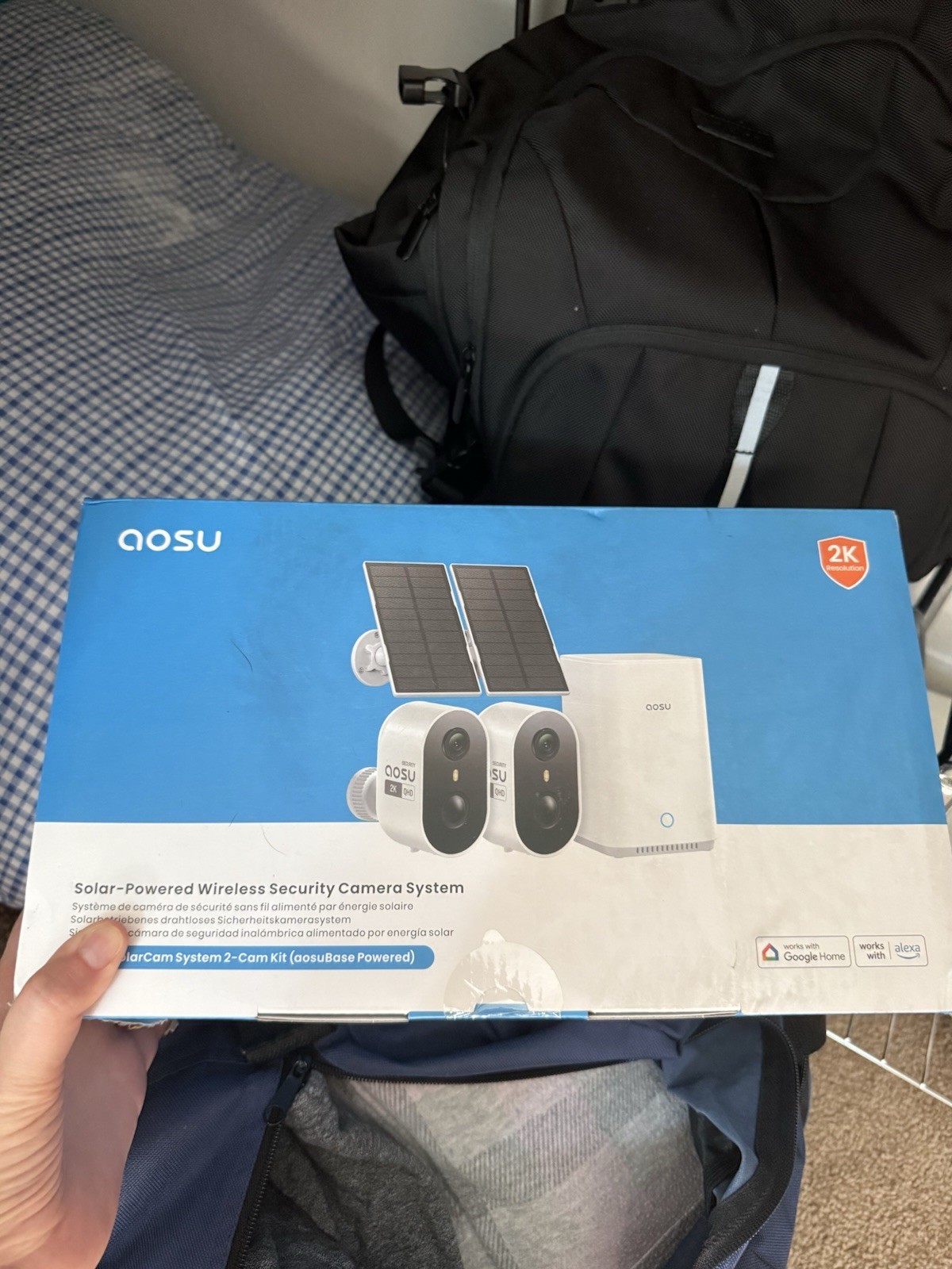 aosu Solar Powered Wireless Wi-Fi Security Camera System 2K 2-Cam Kit